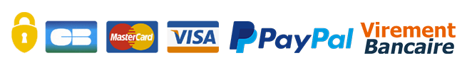 Paiement Sécurisé par CB, Mastercard, Visa, PayPal, Virement bancaire